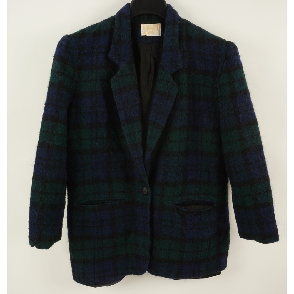 Vintage 1950s Pendleton Tweed Wool Plaid Unstructured Sport‎ Coat 40S Blue Green